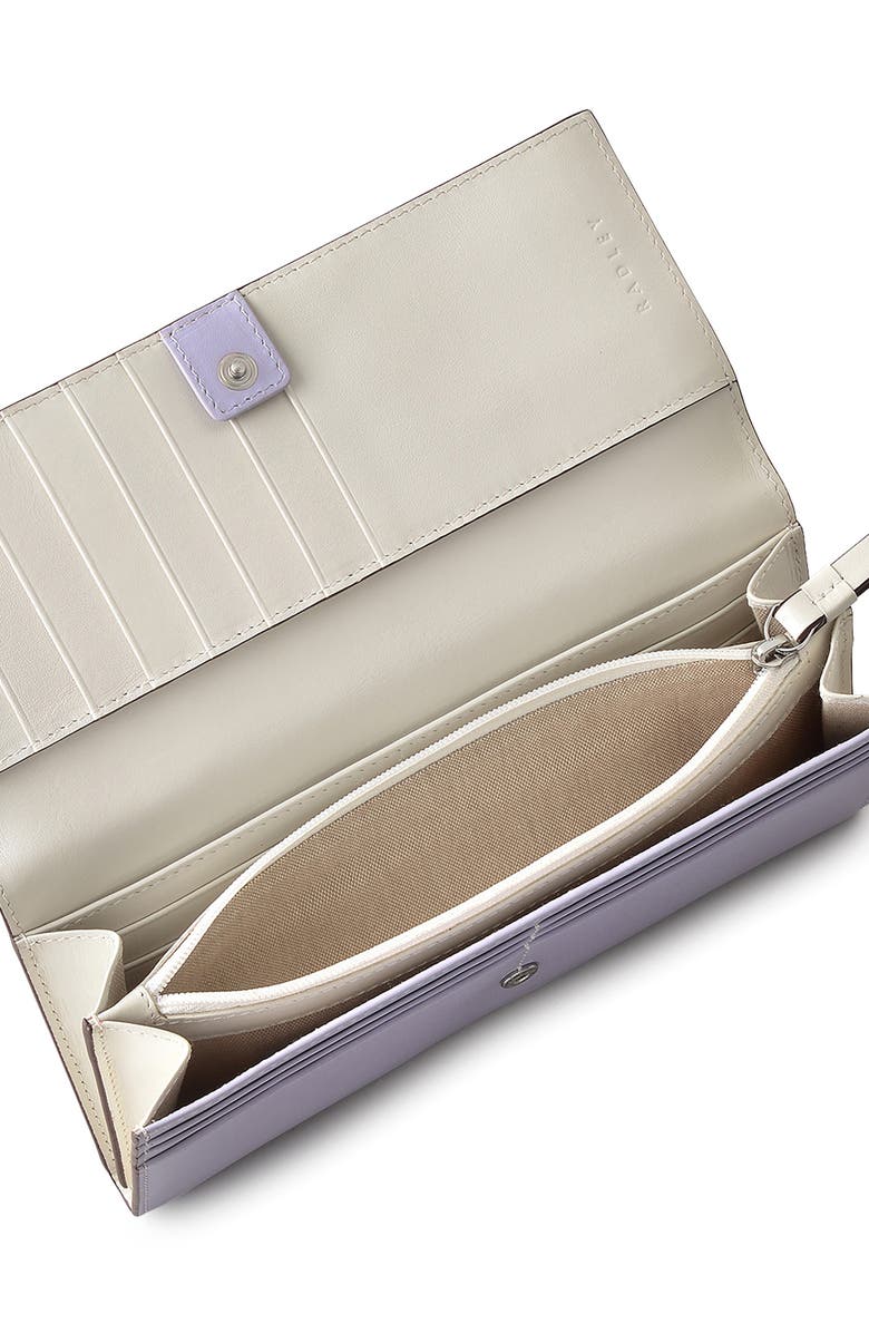 Radley Plaid Large Leather Flapover Wallet, Alternate, color, Bellflower