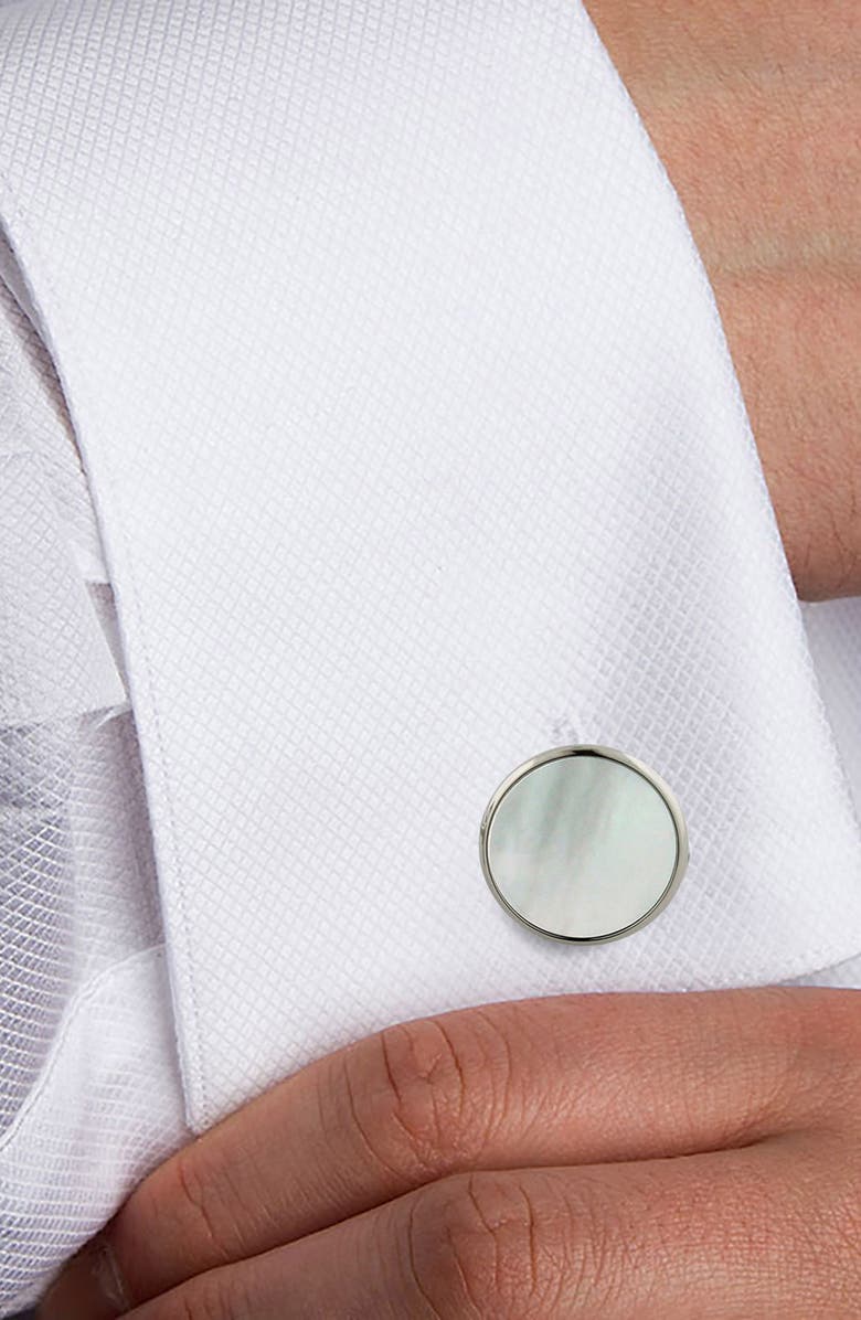 David Donahue Mother-of-Pearl Cuff Links, Alternate, color, Silver