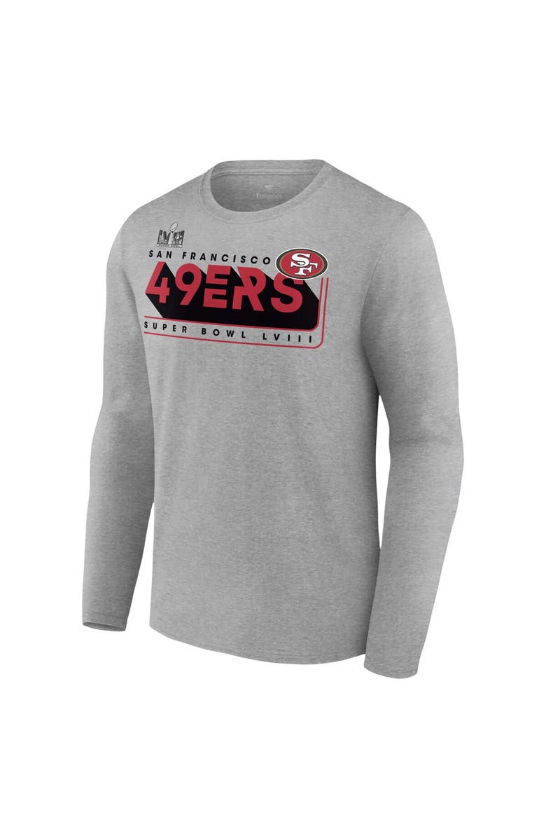 FANATICS Men's Fanatics Branded Heather Gray San Francisco 49ers Super Bowl LVIII Two-Side Roster Big & Tall Long Sleeve T-Shirt, Alternate, color, 