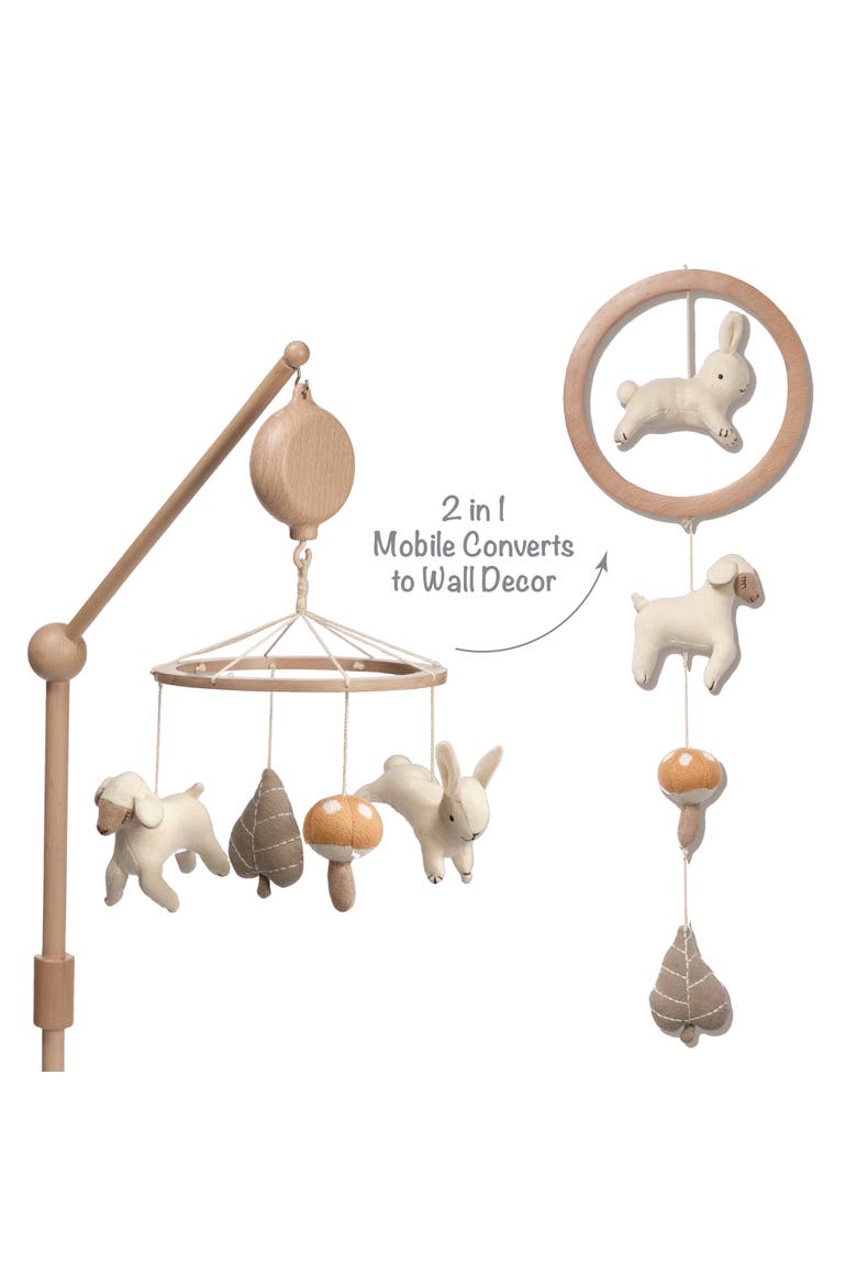Organic Meadow Wood Musical Baby Crib Mobile Soother Toy/Decor, Alternate, color, Cream