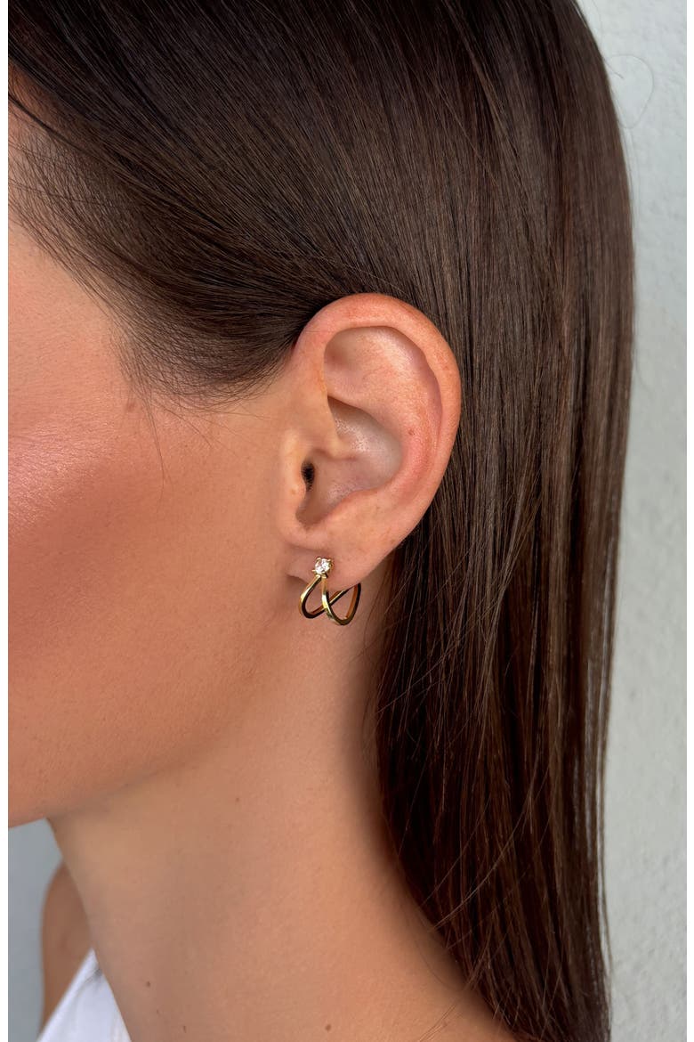 14K Gold Plated Cubic Zirconia Wrap Stud Earrings, Alternate, color, GOLD