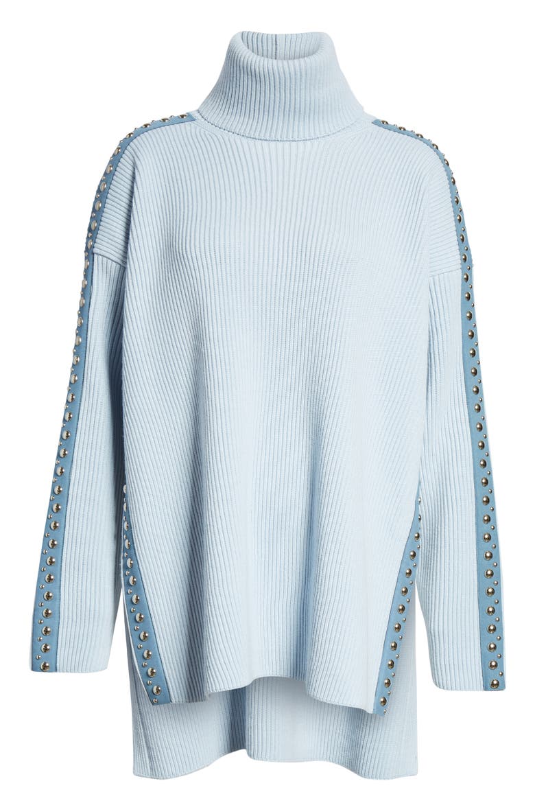 Stud Detail Turtleneck Sweater, Alternate, color, OXFORD BLUE