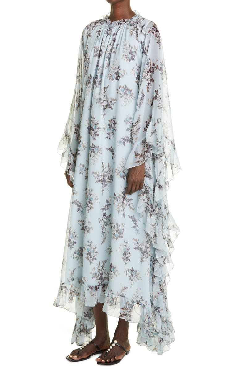 Erdem Darence Floral Long Sleeve Crêpe de Chine Maxi Dress, Alternate, color, 