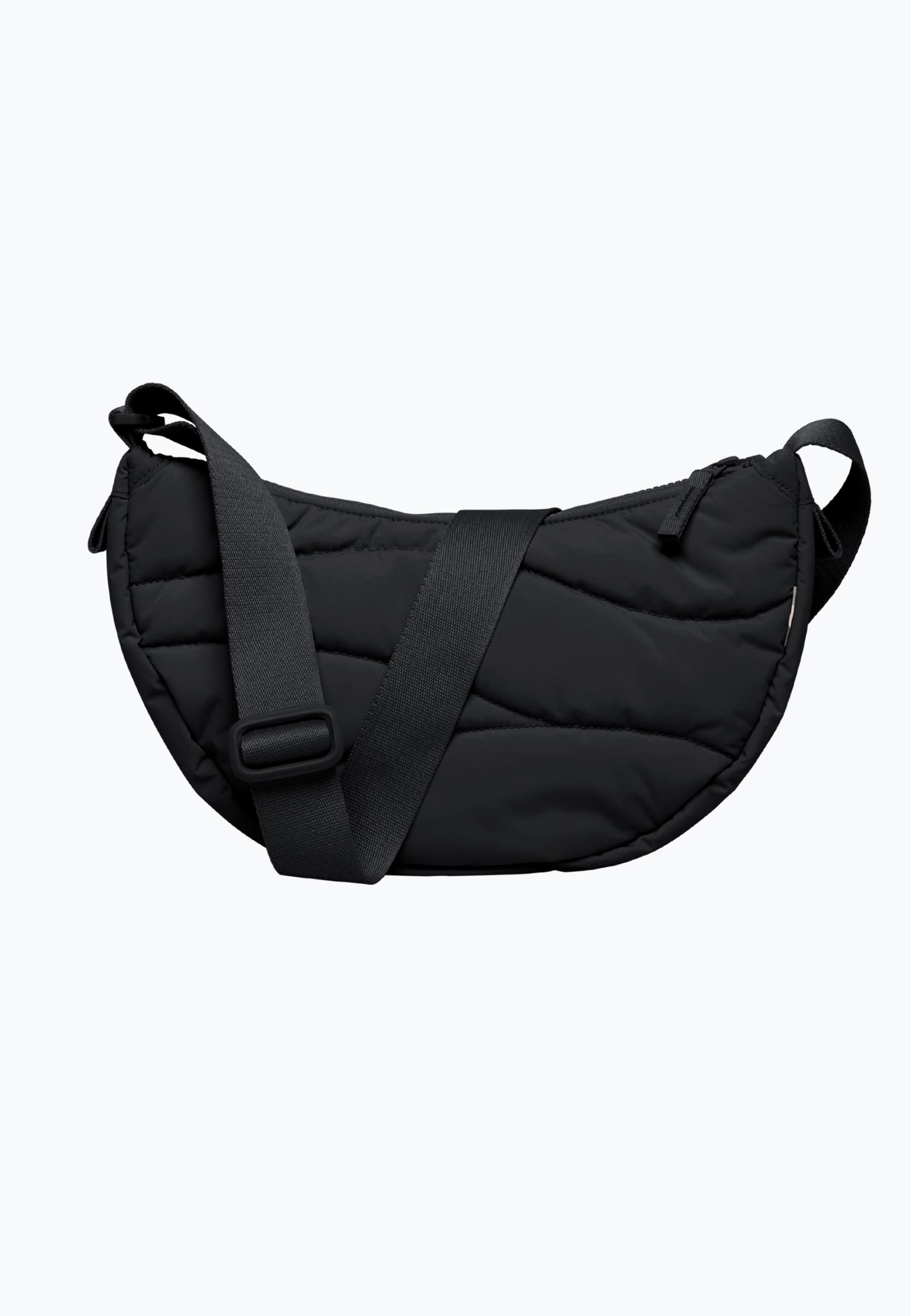 GOT BAG Wavy Puffer Recycled Nylon Moon Bag, Alternate, color, Black