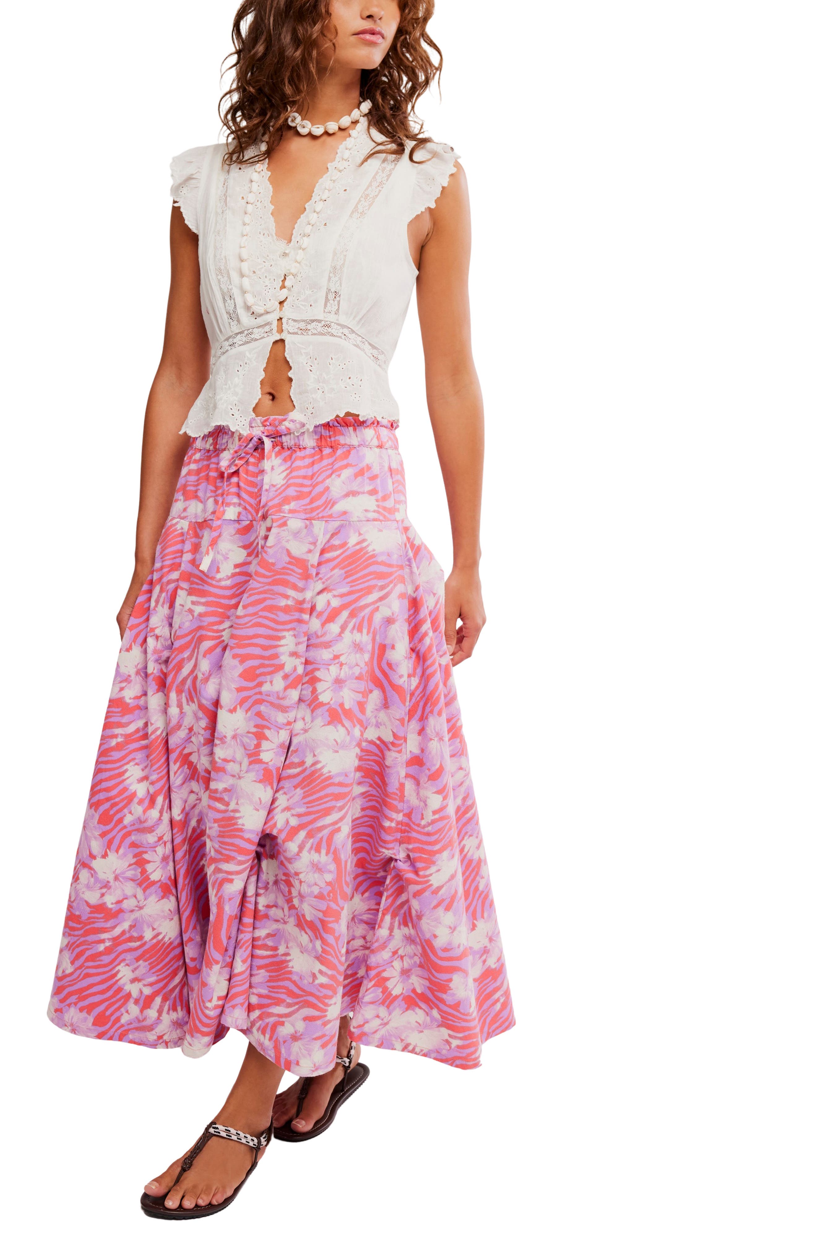 Free People Zephyr Print Convertible Bustle Maxi Skirt (Women