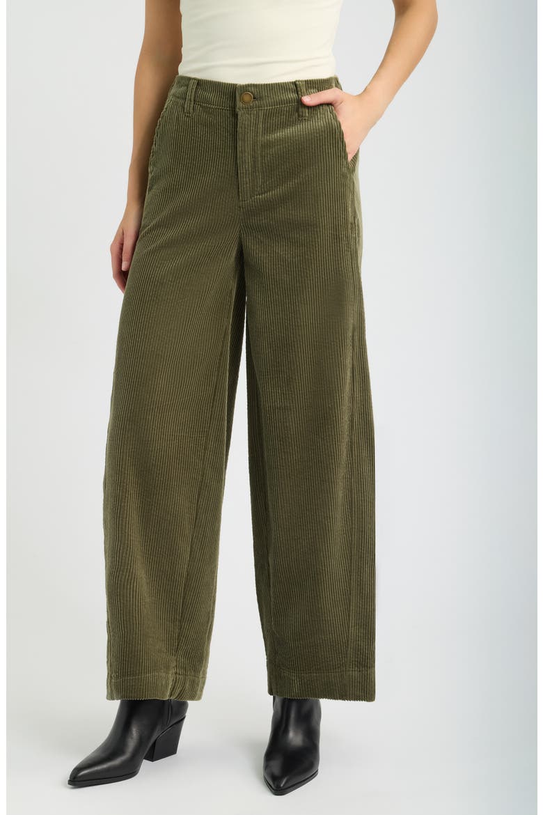 Skyrise Barrel Leg Corduroy Pants, Main, color, FOREST MOSS