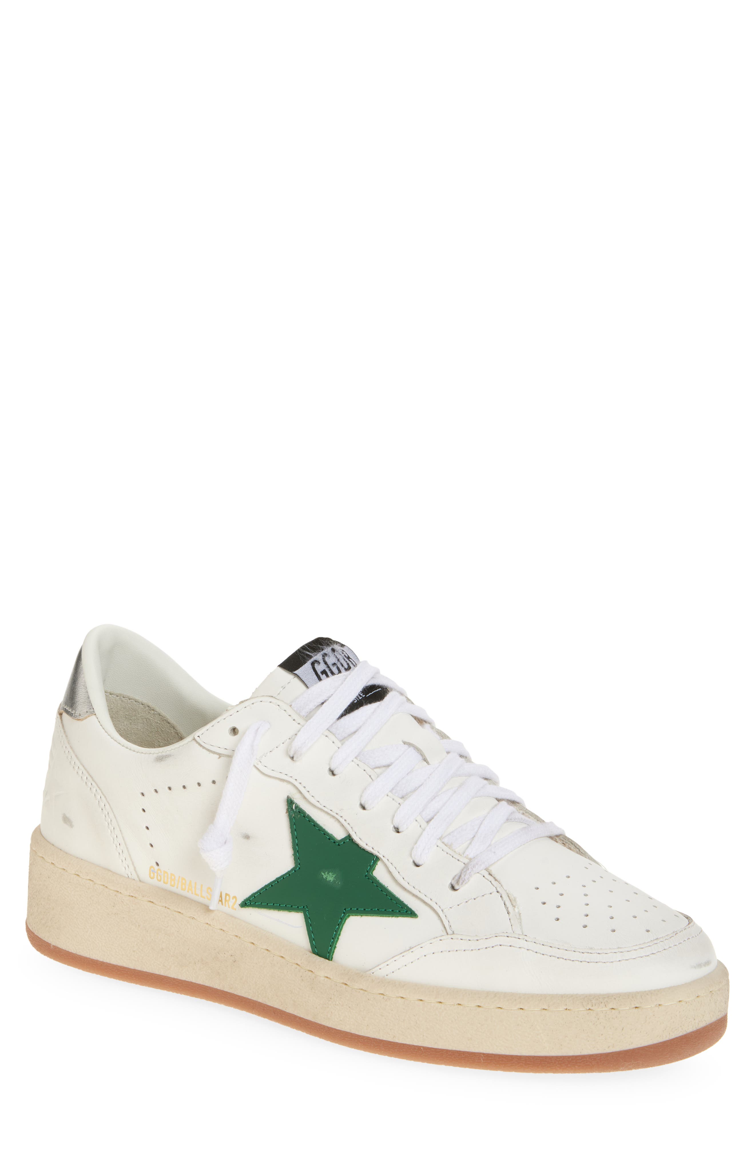 Golden Goose Ball Star 2 Low Top Sneaker, Main, color, White/ Green/ Silver