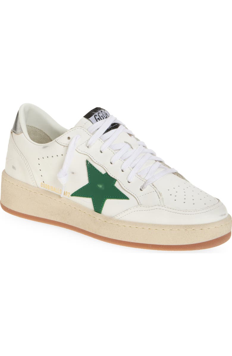 Golden Goose Ball Star 2 Low Top Sneaker, Main, color, White/ Green/ Silver
