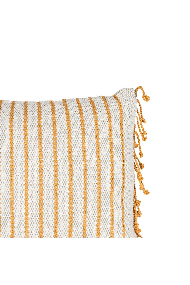 Handwoven Ochre Striped Filled Throw Pillow, 20" x 20", Alternate, color, Yellow