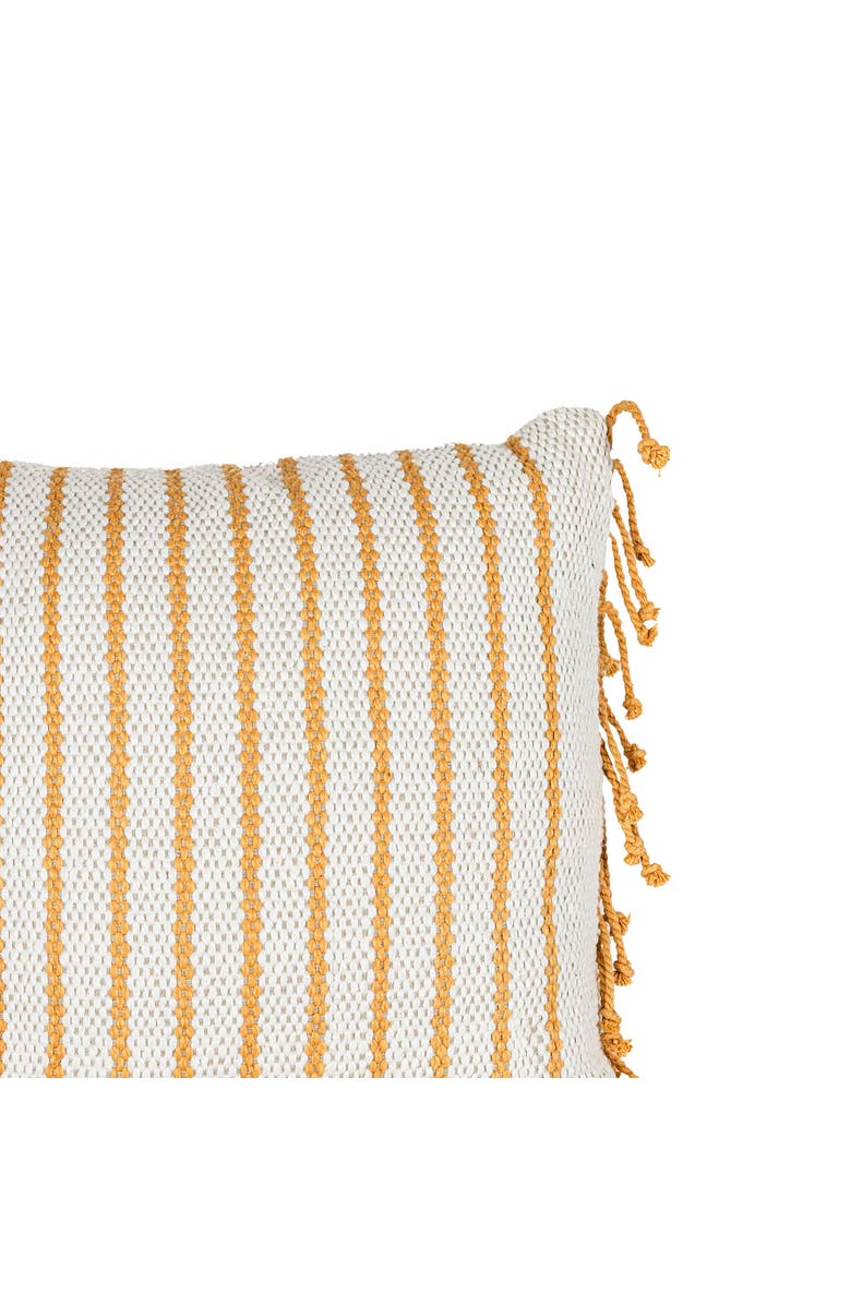 Foreside Home and Garden Handwoven Ochre Striped Filled Throw Pillow, 20" x 20", Alternate, color, Yellow