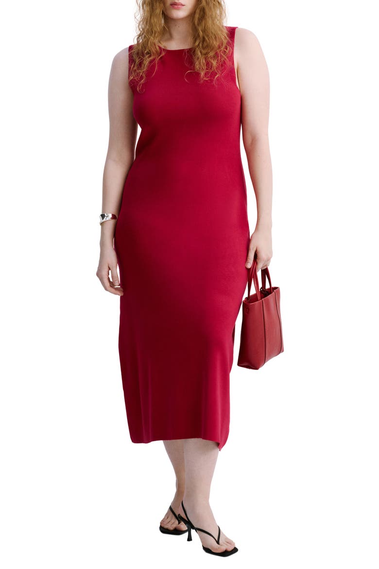 Sleeveless Knit Midi Dress, Main, color, RED