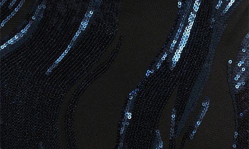 Vince Camuto Sequin Wave Off The Shoulder Gown In Blue