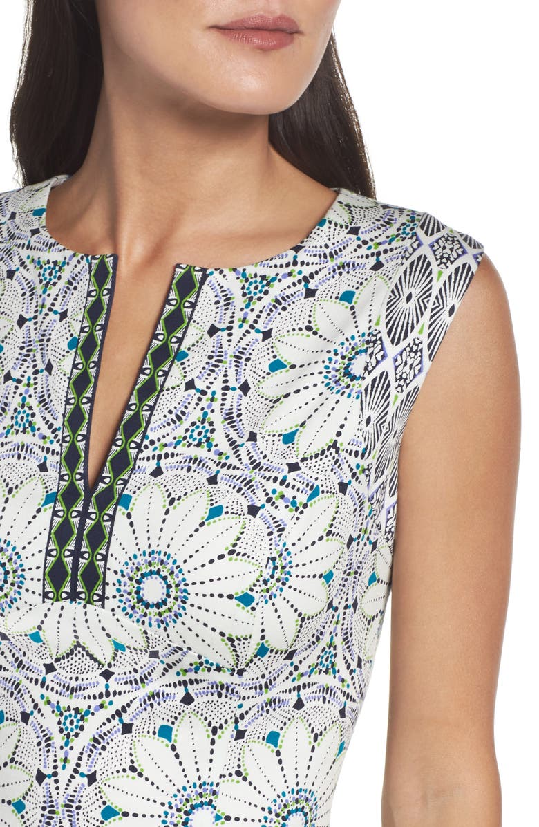 Maggy London Fit & Flare Dress, Alternate, color, Soft White/ Lime