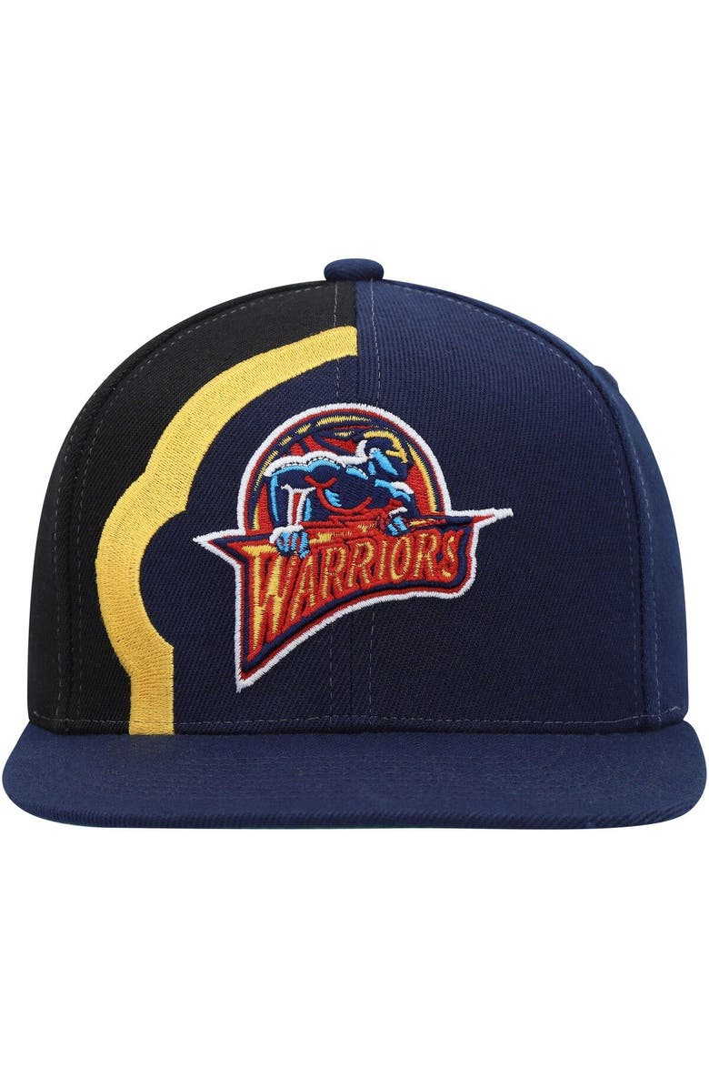 Mitchell & Ness Men's Mitchell & Ness Navy Golden State Warriors Hardwood Classics Retroline Snapback Hat, Alternate, color, 