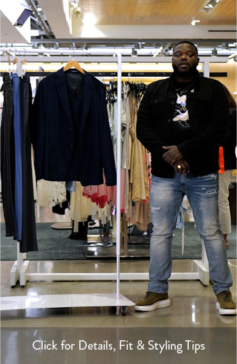 Navy Textured Wool & Cotton Blend Sport Coat, sales video thumbnail