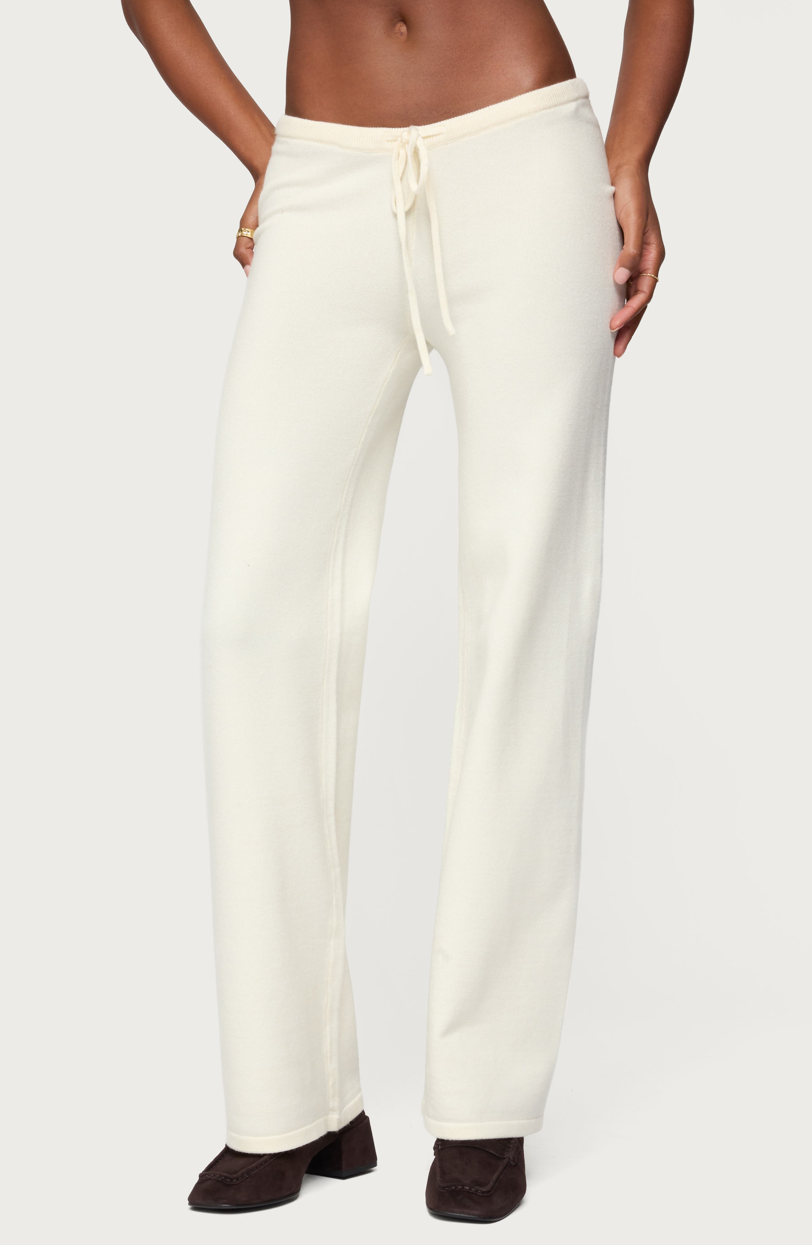 Edikted Montanna Knit Drawstring Pants In White
