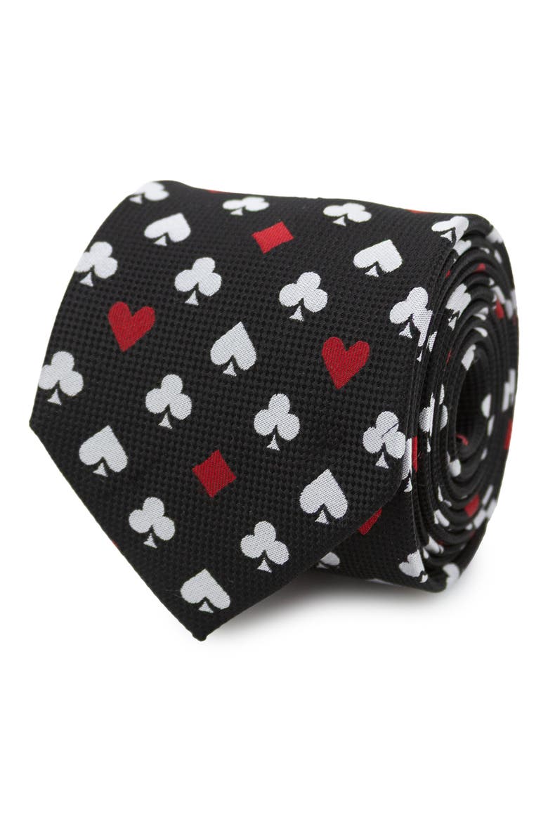 Card Suits Jacquard Silk Blend Tie, Alternate, color, BLACK