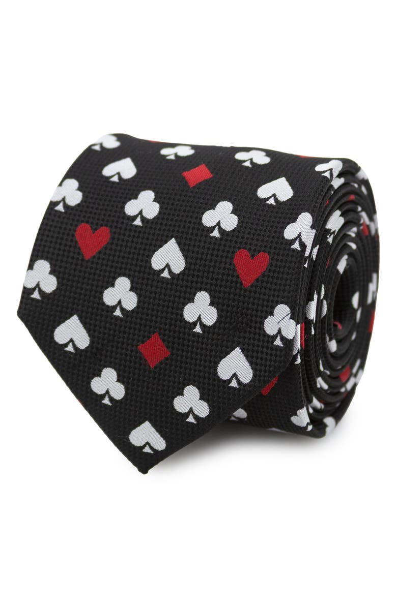 Cufflinks, Inc. Card Suits Jacquard Silk Blend Tie, Alternate, color, Black