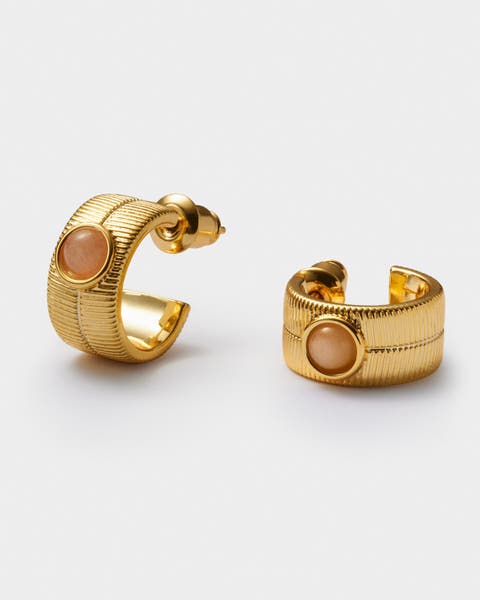 'July' Waterproof Gold Birthstone Hoop Earrings