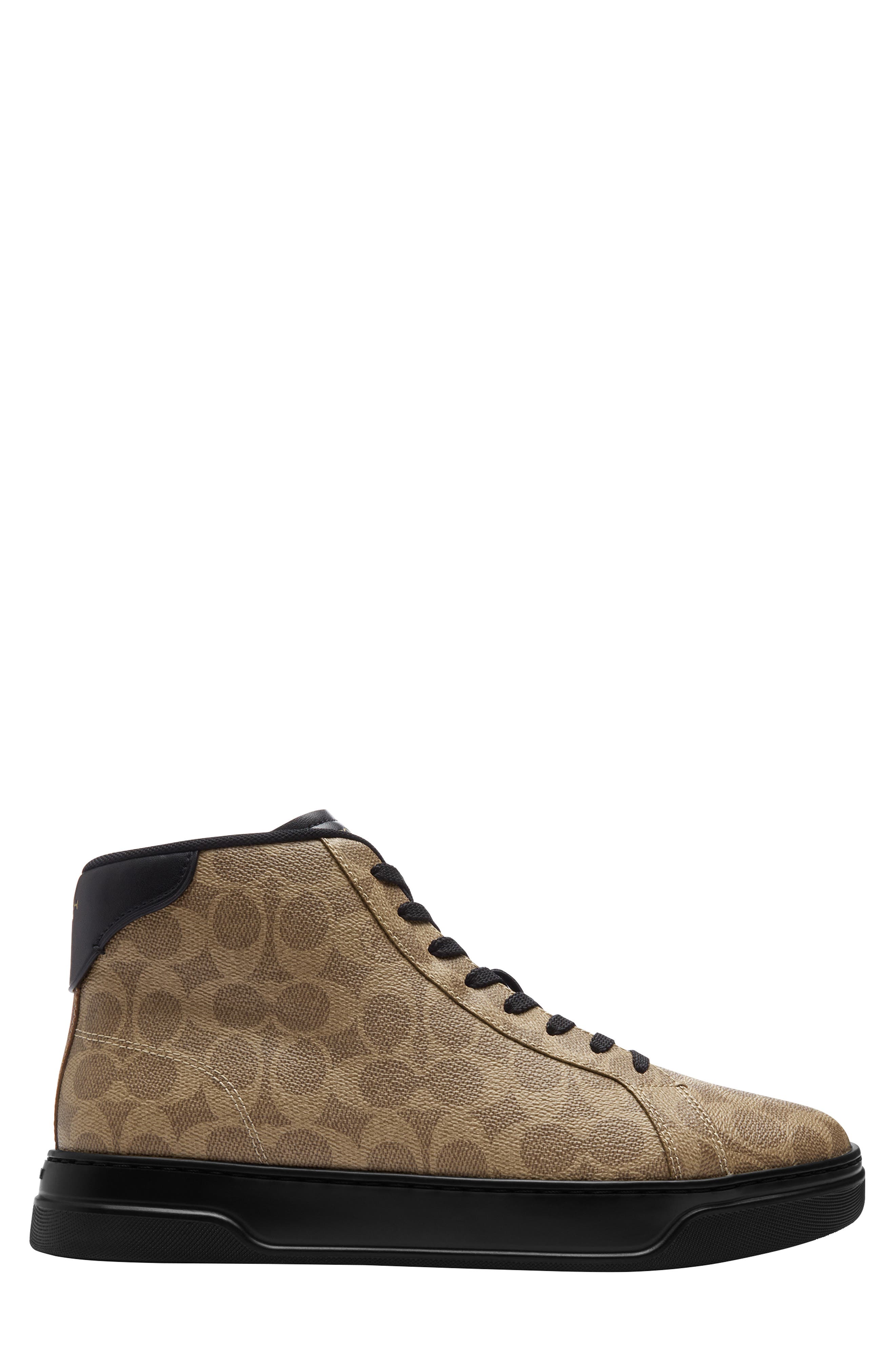 COACH High Line Signature High Top Sneaker, Alternate, color, Khaki Black