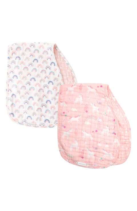 2-Pack Reversible Cotton Muslin Burp Cloths