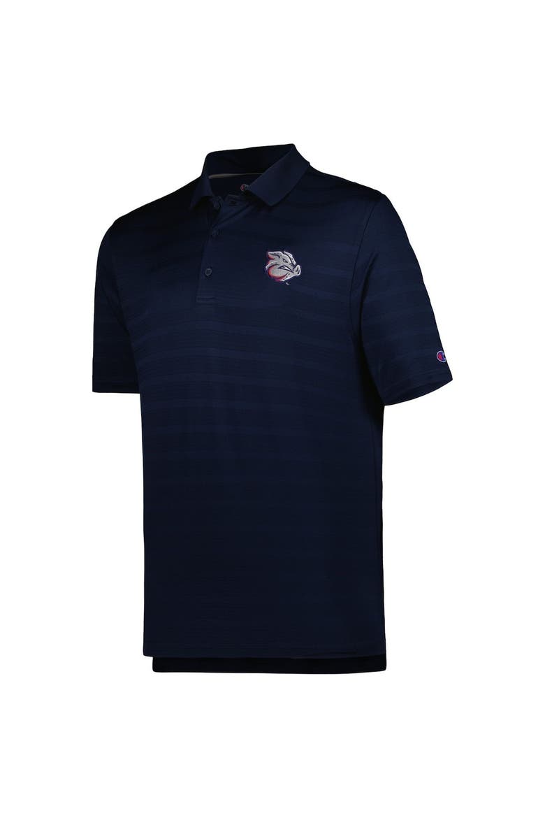 Men's Champion Navy Lehigh Valley IronPigs Textured Solid Polo, Alternate, color, Navy