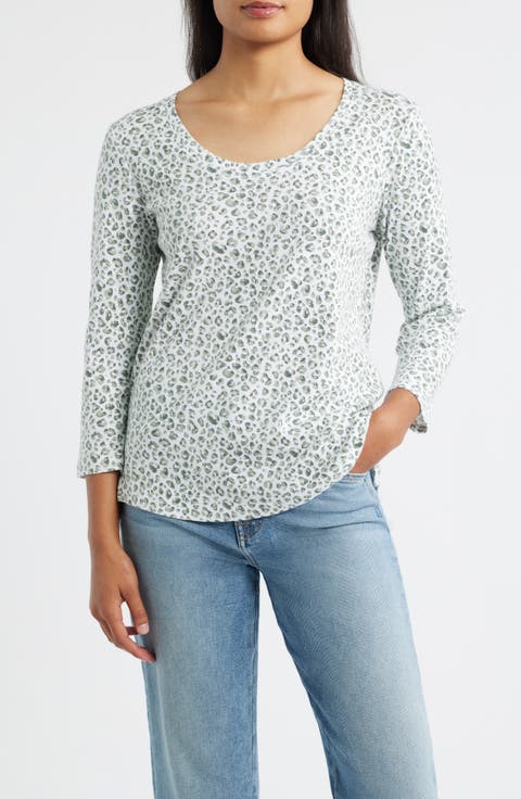 Ashley Isles Print Cotton Knit Top