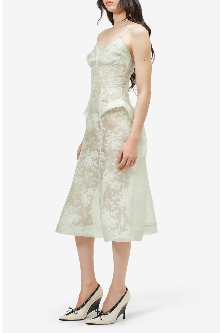 Floral Lace Silk Midi Dress, Alternate, color, PISTACHIO