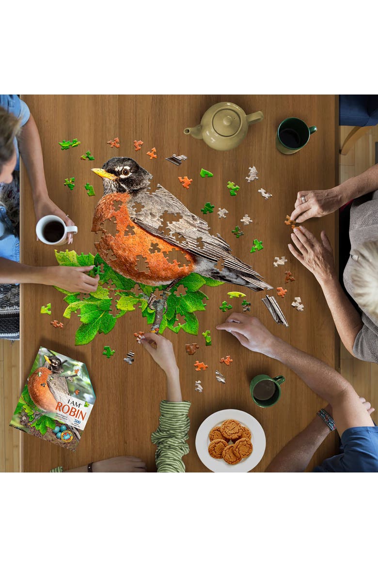 I Am Robin 300 Piece Jigsaw Puzzle Bird Shaped Puzzle, 25X19", Alternate, color, Multicolored