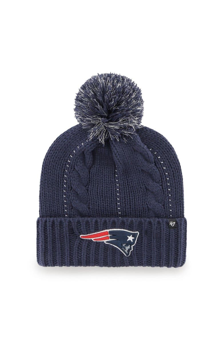 '47 Women's '47 Navy New England Patriots Bauble Cuffed Knit Hat with Pom, Main, color, Navy