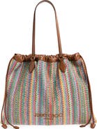 Jimmy Choo Large Woven Raffia Drawstring Tote