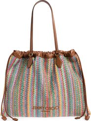 Jimmy Choo Large Woven Raffia Drawstring Tote