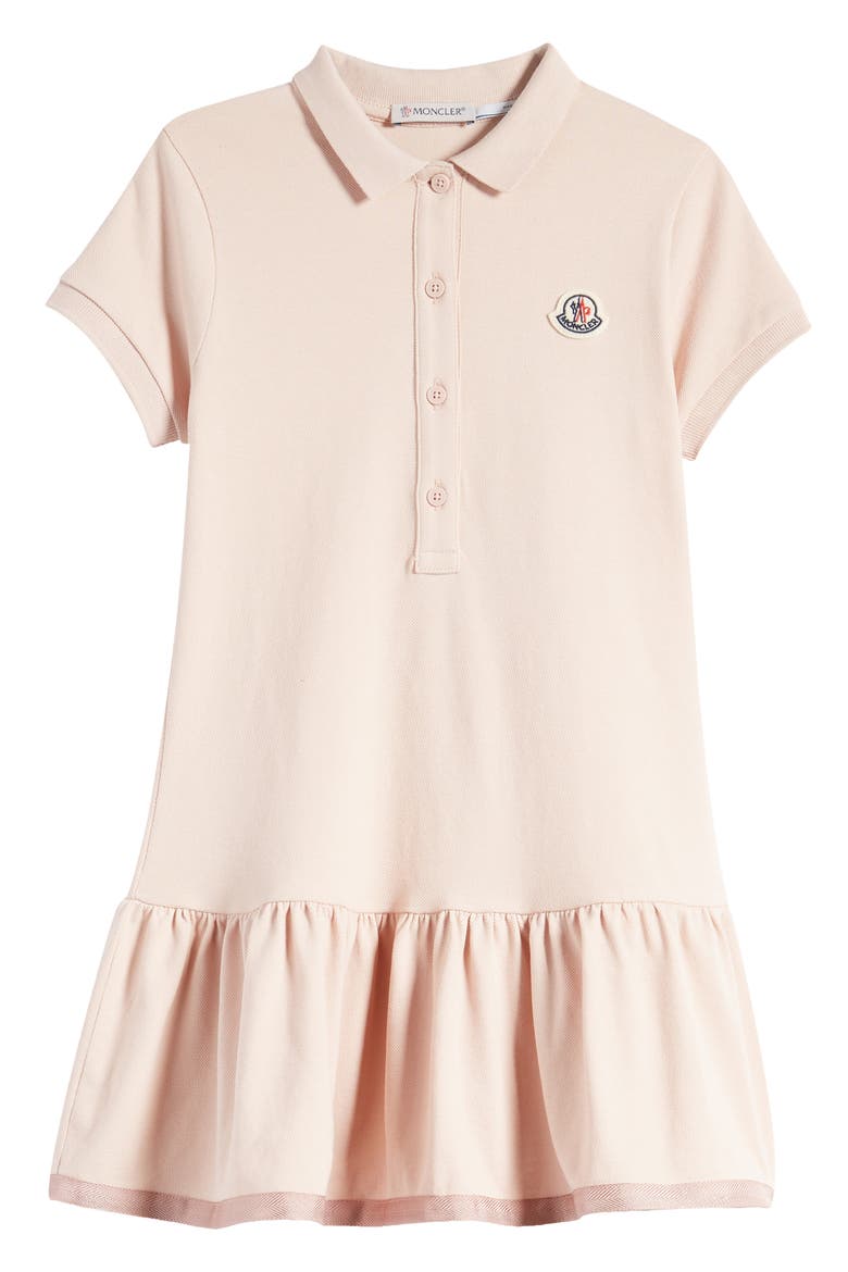 Kids' Flounce Hem Stretch Cotton Polo Dress, Main, color, PINK