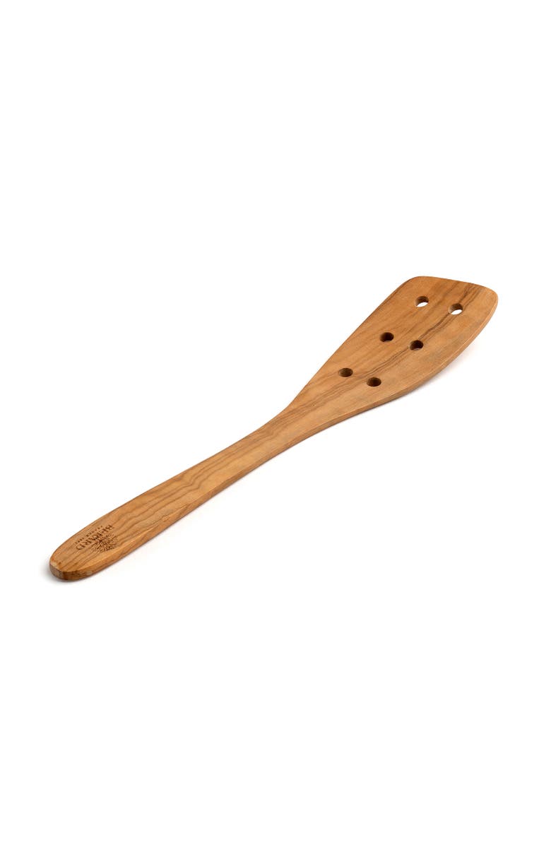 Berard Handcrafted Olive Wood 13 Inch Curved Slotted Spatula, Main, color, Brown