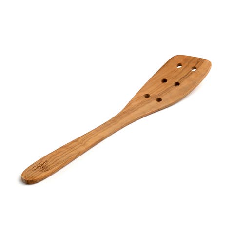 Handcrafted Olive Wood 13 Inch Curved Slotted Spatula
