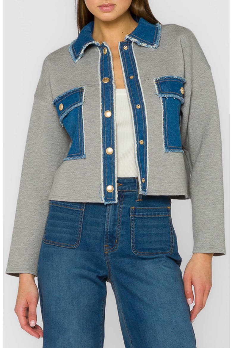 Beth French Terry Jacket, Main, color, GREY/DENIM