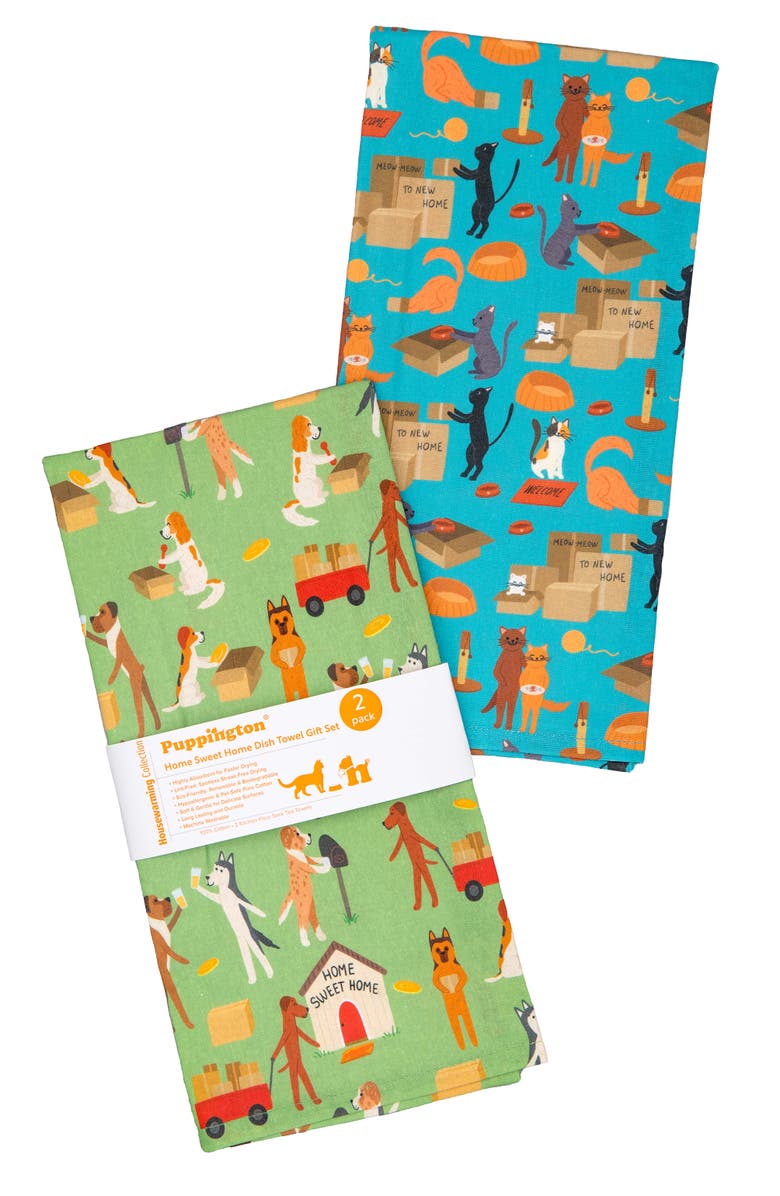 Puppington Dog & Cat Kitchen Towels, Alternate, color, Home Sweet Home