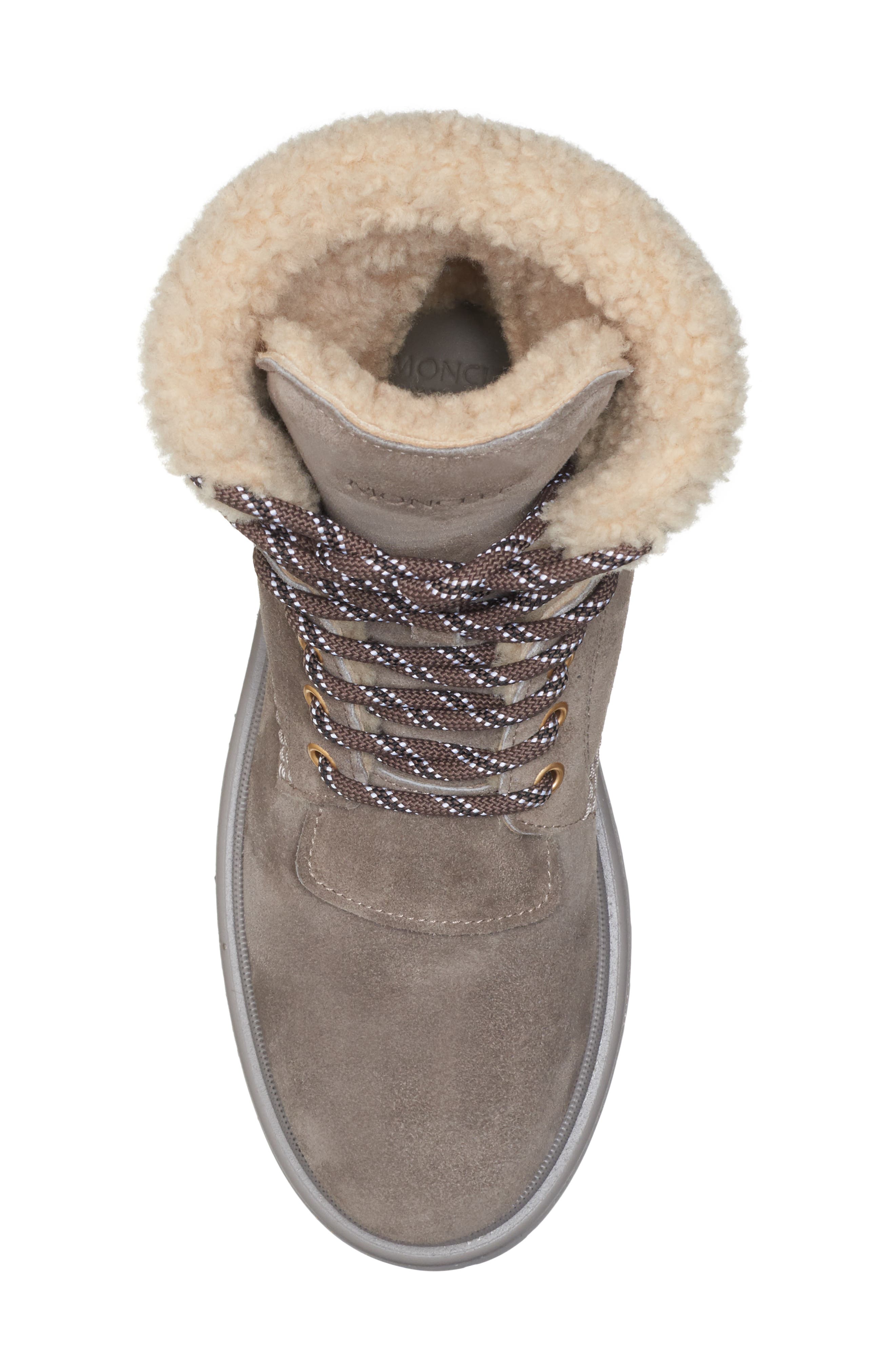 Moncler Patty Genuine Shearling Trim Boot, Alternate, color, 