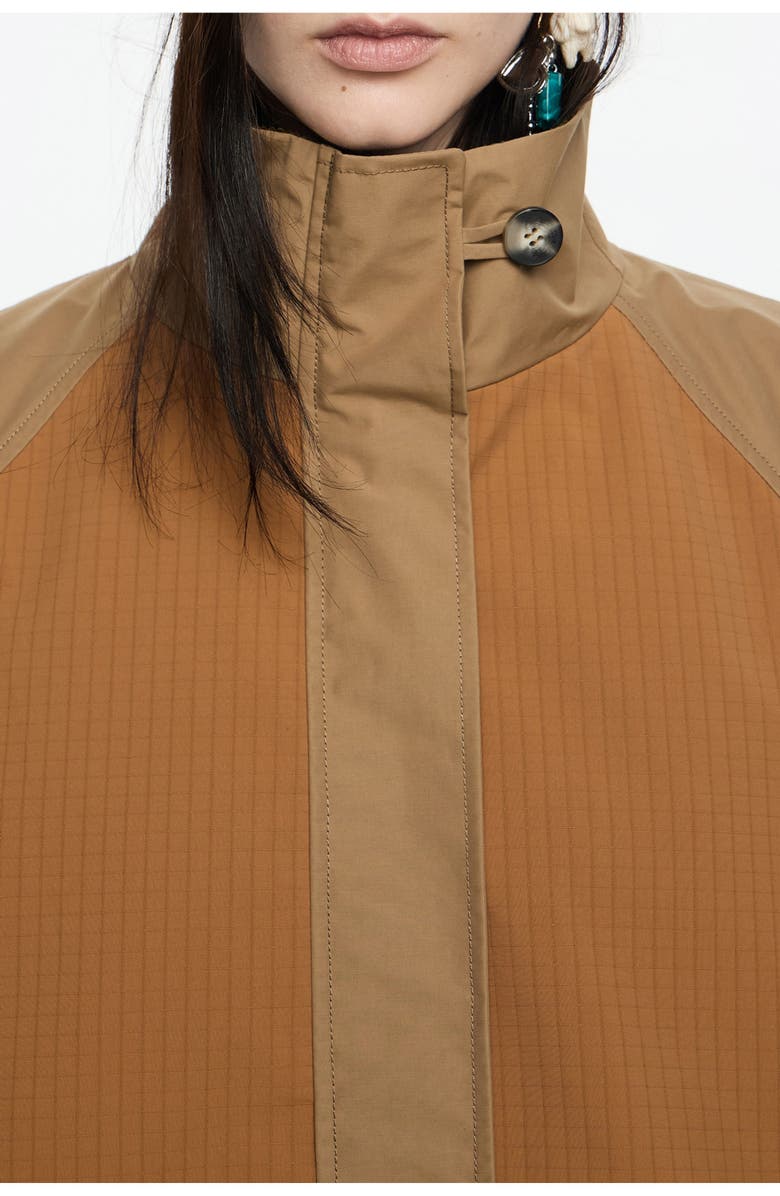 Bimba y Lola Two-Tone A-Line Trench, Alternate, color, Khaki