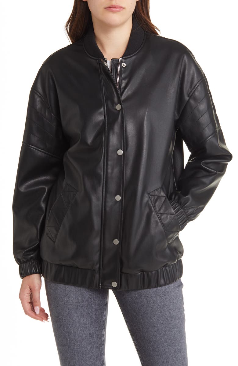 Avec Les Filles Relaxed Fit Faux-Ever Leather<sup>™</sup> Bomber Jacket, Alternate, color, 