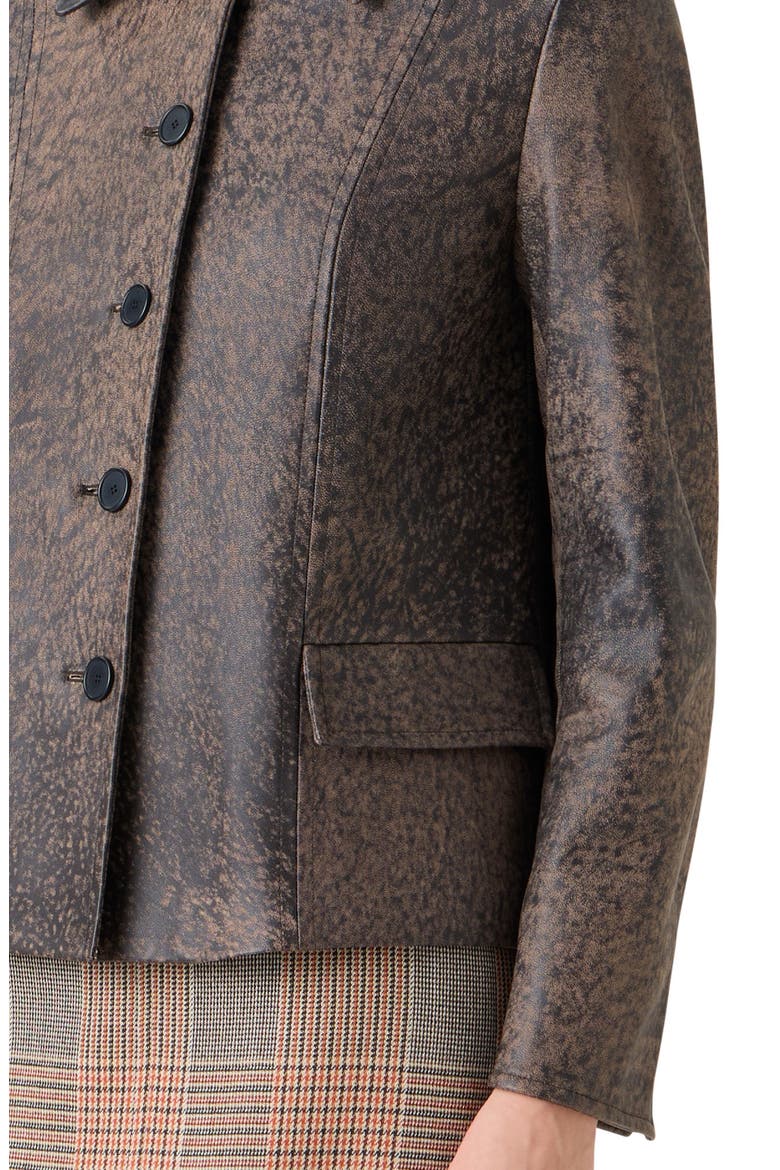 Relaxed Fit Waxed Leather Jacket, Alternate, color, BARK