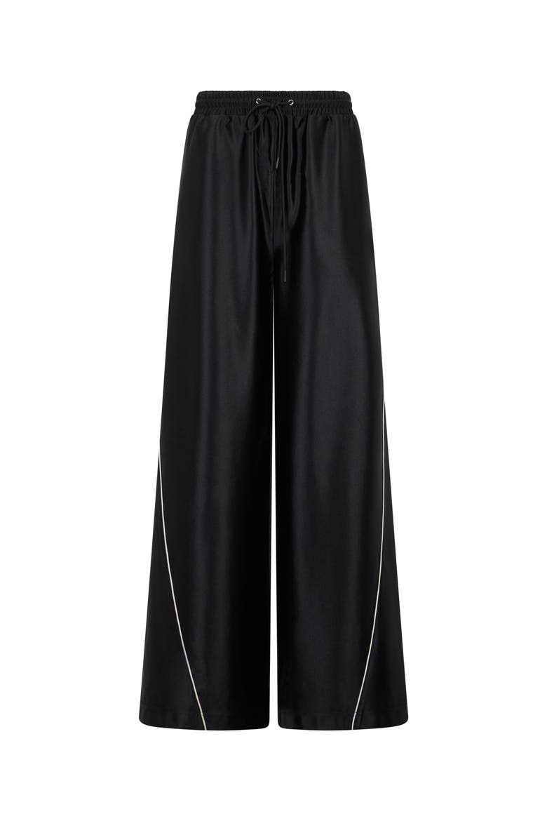 Laminated Tracksuit Pants Women, Main, color, black
