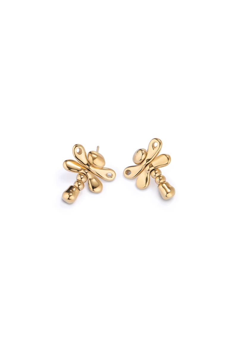 18K Gold-plated Dragonfly Earrings, Alternate, color, Gold