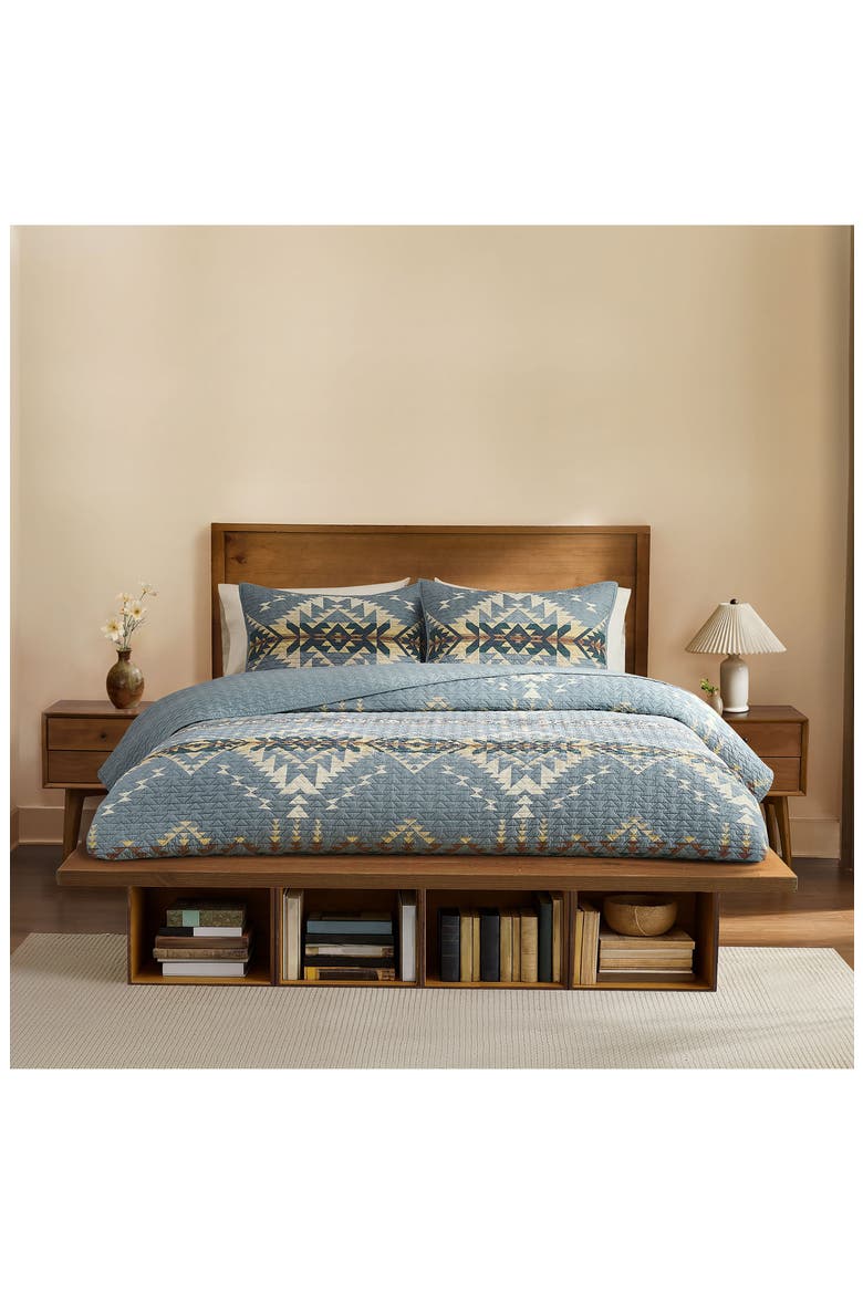 Bridge Creek Coverlet & Pillow Shams Set, Main, color, SILVER BLUE