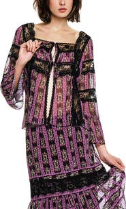 Anna Sui Cameo Stripe Print Tie Blouse