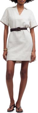 Madewell Johnny Collar V-Neck Linen Minidress