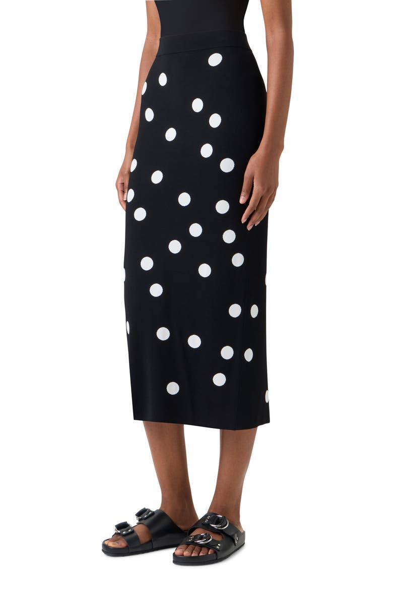 Polka Dot Jacquard Knit Pencil Skirt, Alternate, color, BLACK-CREAM