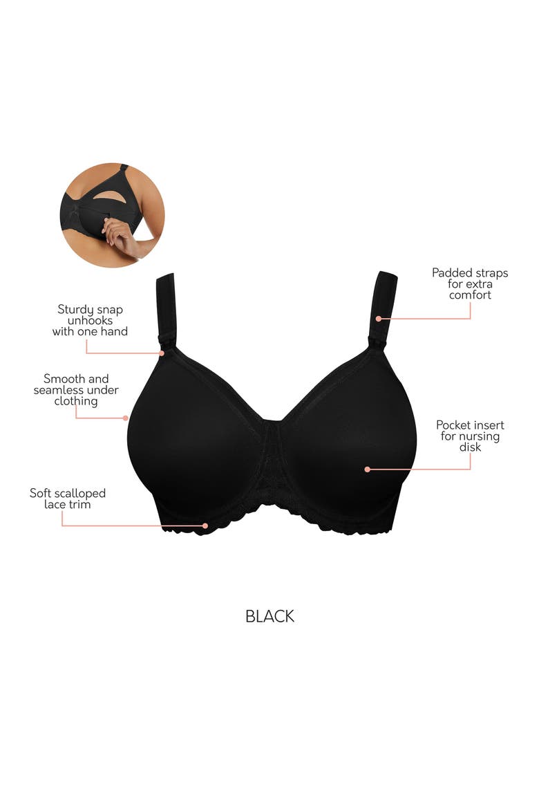 Leila Underwire Semless Cup Nursing Bra, Alternate, color, Black