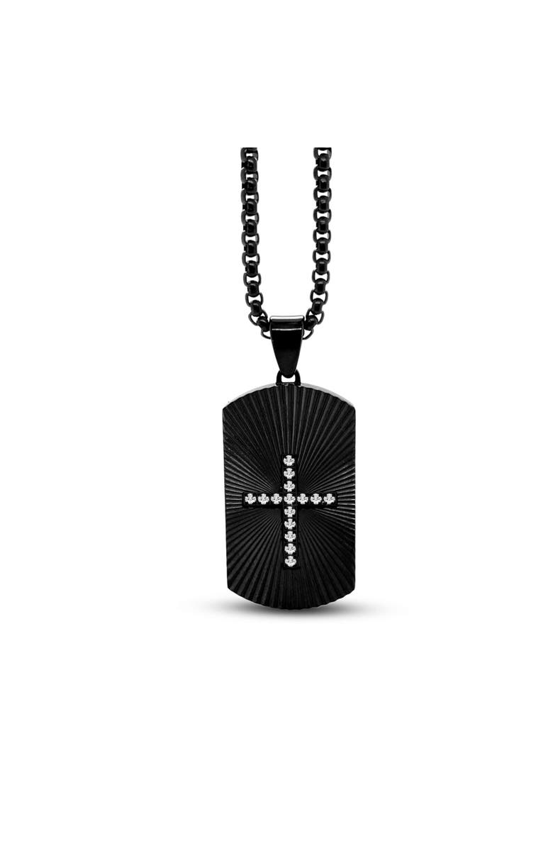 Anna Zuckerman Raylur Cross Necklace in Noir, Main, color, Black