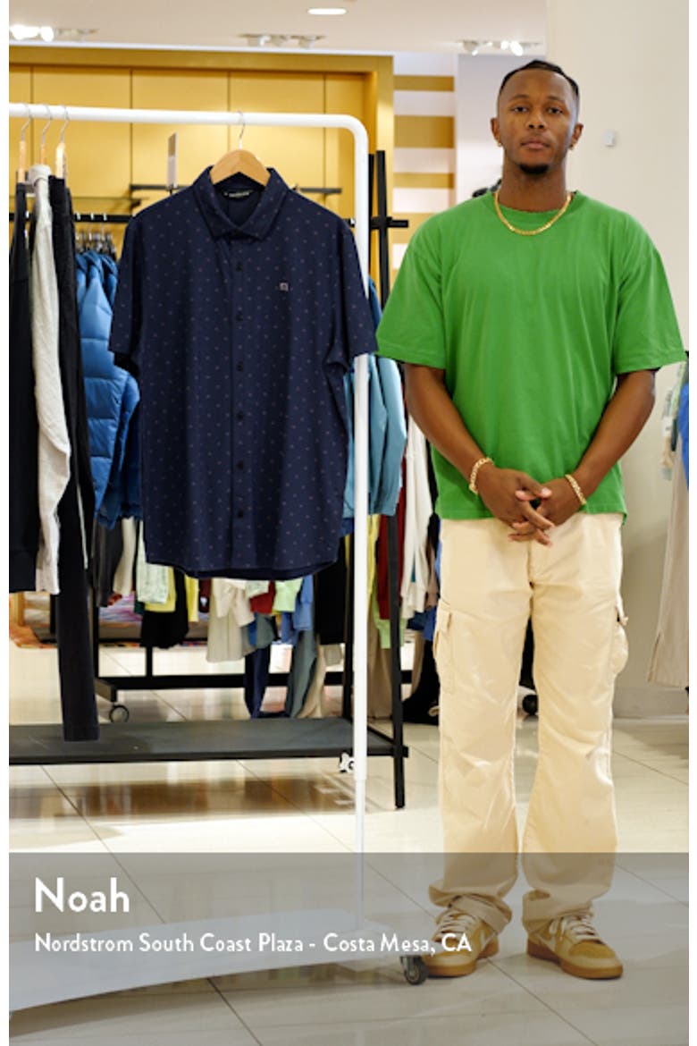 Set a Course Geo Print Knit Short Sleeve Button-Up Shirt video